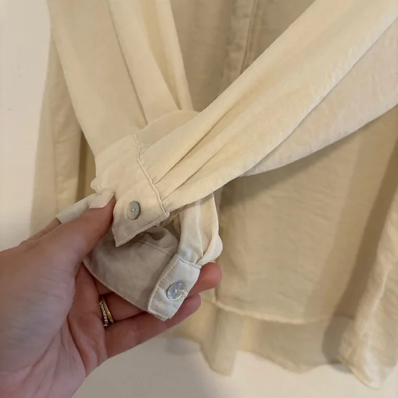 H&M cream button down peasant blouse | bohemian ivory blouse fall fashion sz 12 - Picture 3 of 7